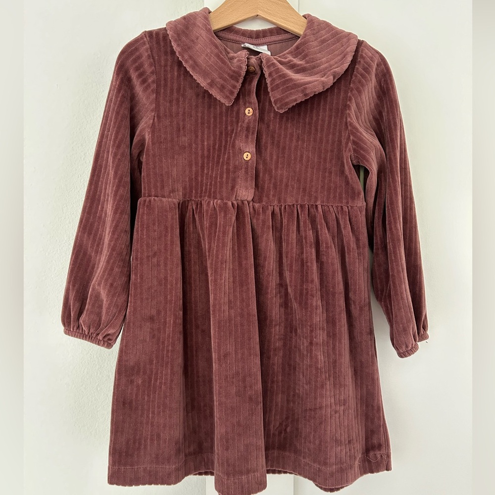Zara girls 4/5 Velvet Long-Sleeve Dress